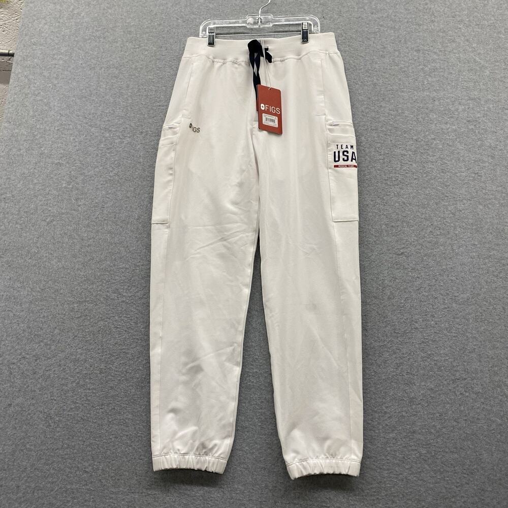 FIGS Team USA Olympics Medical Team Jogger Scrub Pants White XS/S NWT Flag